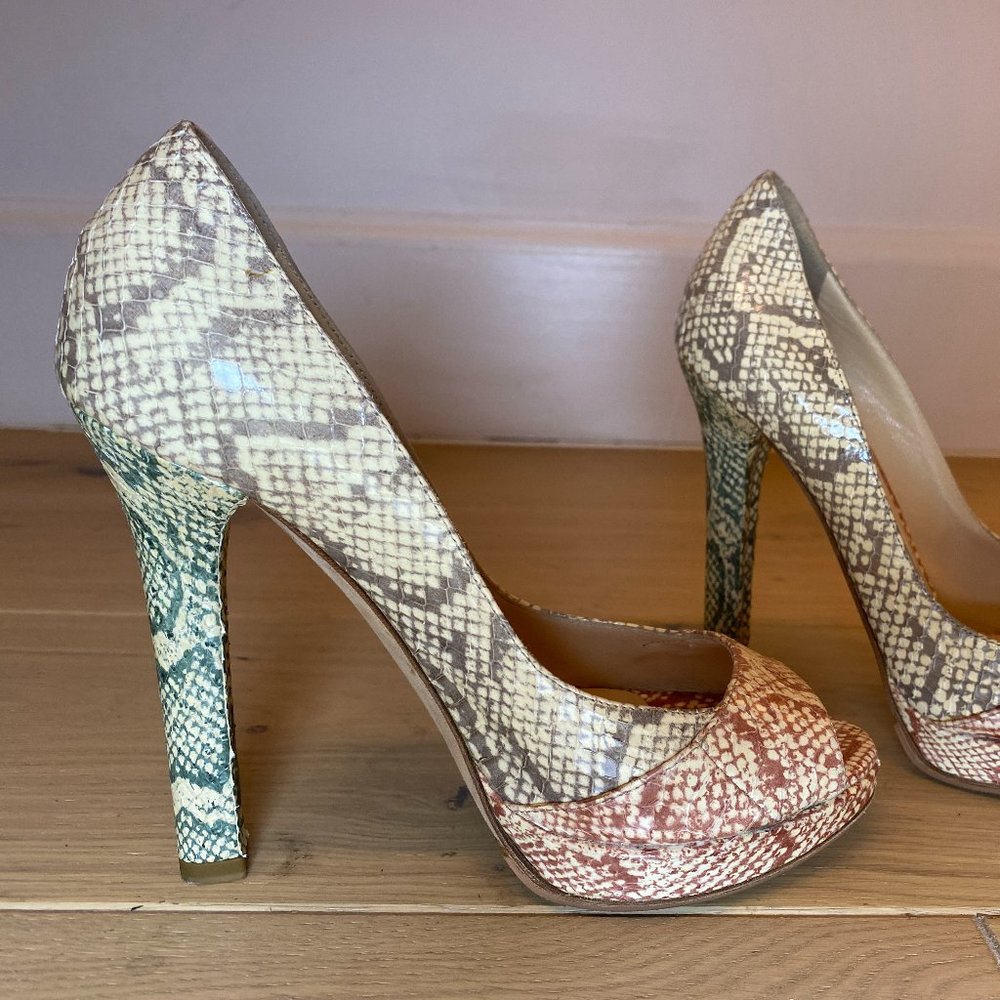 Jimmy Choo Snake Print Peeptoe Heels - Brand New No Box (Size 35)